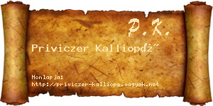 Priviczer Kalliopé névjegykártya